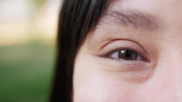 Mixed race woman eye close up.