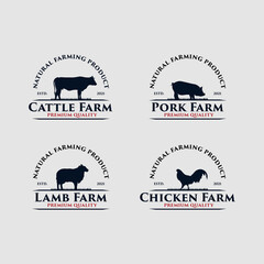 set of animals farm premium quality logo design