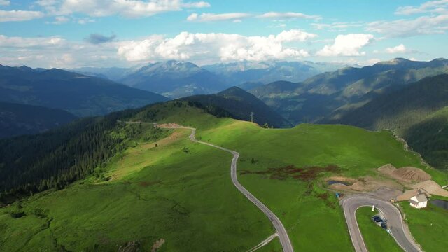 Timmelsjoch high alpine road in Austria called Passo Rombo - travel photography by drone