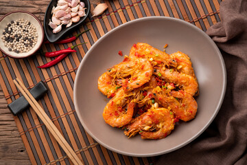 Roasted Shrimp with Chili and Salt.Thai food