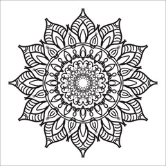 Indian Mandala Arabic Islamic Pattern Ornament Black White