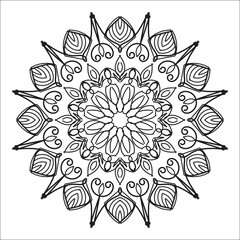 Indian Mandala Arabic Islamic Pattern Ornament Black White