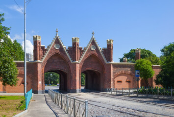 Brandenburg Gate- fortifications of Koenigsberg, neo-gothic 19th century. Kaliningrad, Russia. © Belikart