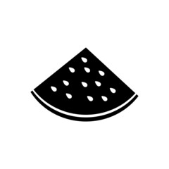 Black and white sliced watermelon flat icon. Simple editable vector illustration usable for web and print items