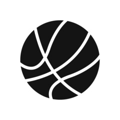 Black and white basketball flat icon. Simple editable vector illustration usable for web and print items