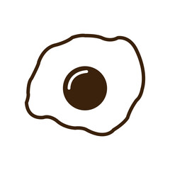 Black and white fried egg breakfast flat icon. Simple editable vector illustration usable for web and print items