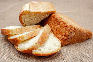 Photo of baked bread. A loaf of bread. Private bakery.