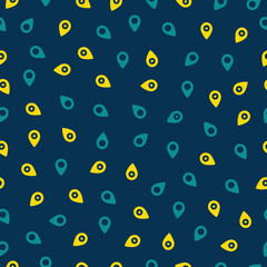 Seamless pattern with yellow and green map pin icons