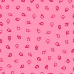 Seamless pattern with map pin icons and pink background