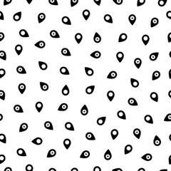 Seamless pattern with map pin icons and white background