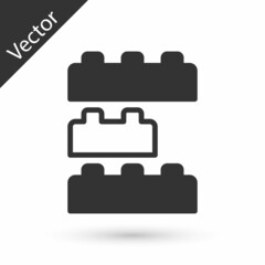 Grey Toy building block bricks for children icon isolated on white background. Vector