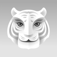 Paper graphic art of Tiger head, face.