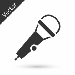 Grey Microphone icon isolated on white background. On air radio mic microphone. Speaker sign. Vector