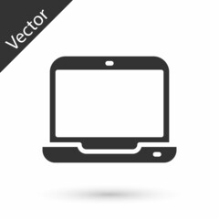 Grey Laptop icon isolated on white background. Computer notebook with empty screen sign. Vector