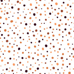 Modern Scandinavian seamless pattern with brown and orange dots