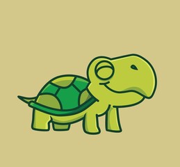 cute turtle smiling. cartoon animal nature concept Isolated illustration. Flat Style suitable for Sticker Icon Design Premium Logo vector. Mascot Character