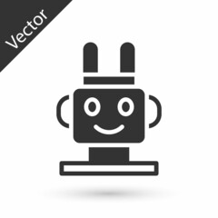 Grey Robot toy icon isolated on white background. Vector