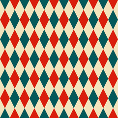 Seamless pattern with blue and red rhombuses.