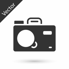 Grey Photo camera icon isolated on white background. Foto camera. Digital photography. Vector