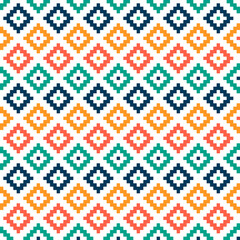 White seamless pattern with colorfum kilim desgin