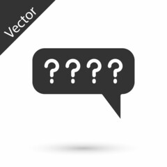 Grey Speech bubbles with Question icon isolated on white background. FAQ sign. Chat speech bubble and chart. Vector