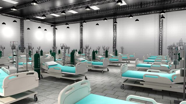 Hospital room with beds .Empty bed  and wheelchair in nursing  a clinic or hospital .3d rendering  Hospital .Modern hospital,health care concept.