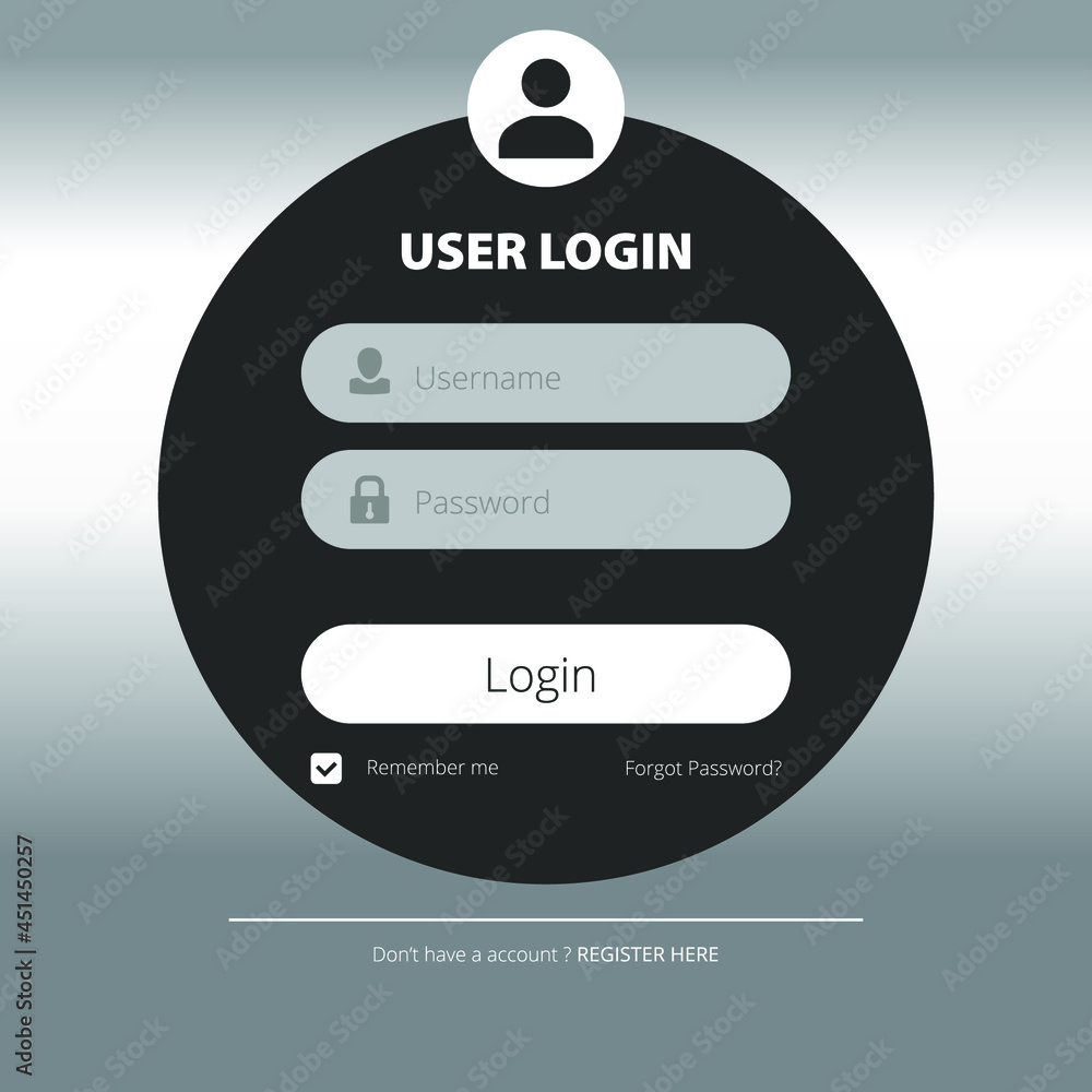 Aufkleber modern login form page. login interface template page design website ui vector elements. eps 10 vect