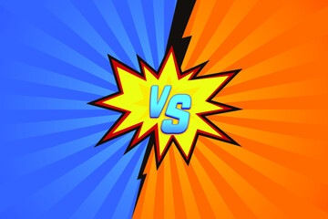 Versus Screen Orange and BLue With Comic Zoom Line. Vs Fight background for battle, competition and game. Versus screen. Eps 10 vector illustration.