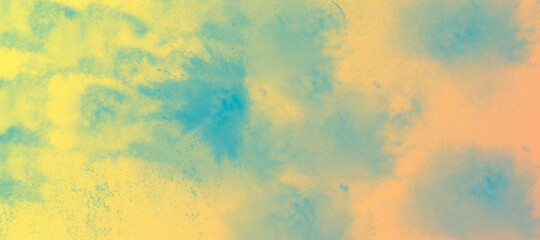 Yellow background. Blue powder texture. Copy space. Illustration
