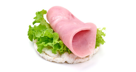 Fototapeta na wymiar Sandwich with pork ham, isolated on white background. High resolution image.