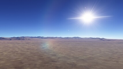 Fototapeta na wymiar Exoplanet fantastic landscape. Beautiful views of the mountains and sky with unexplored planets
