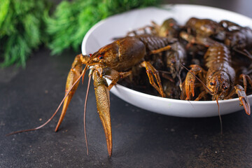 crayfish fresh ready to cook raw product meal snack on the table copy space food background rustic. top view