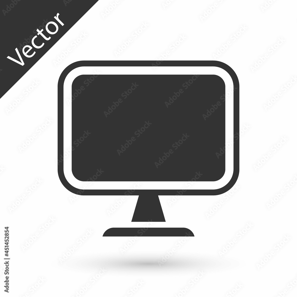 Poster grey computer monitor screen icon isolated on white background. electronic device. front view. vecto