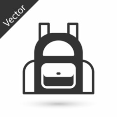 Obraz premium Grey School backpack icon isolated on white background. Vector