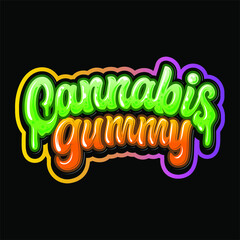 Cannabis Gummy Lettering illustration with colorful style