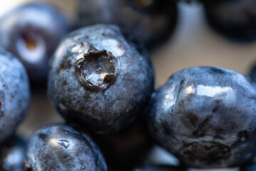 Close up on a heap of ripe fresh healthy blueberries
