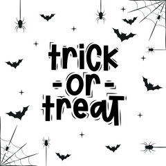 Trick Or Treat Text, Happy Halloween Text, Halloween Text, Bat Vector, Spider Vector, Halloween Flyer Background, Vector Illustration Background