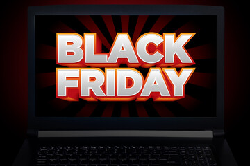 notebook screen with black friday promotion