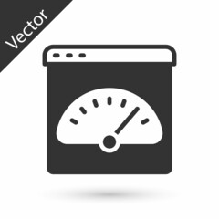 Grey Digital speed meter icon isolated on white background. Global network high speed connection data rate technology. Vector
