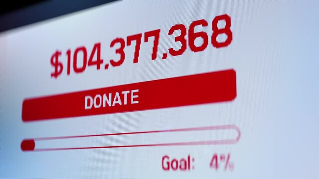 Donate button on charity website, number of donations rising, call to action