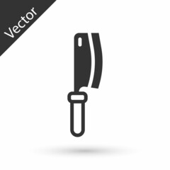 Grey Meat chopper icon isolated on white background. Kitchen knife for meat. Butcher knife. Vector