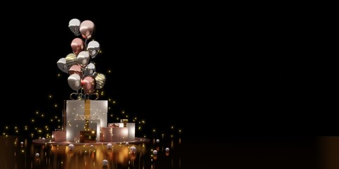 gift box and ribbon holiday decoration background 3D illustration