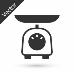 Fototapeta premium Grey Scales icon isolated on white background. Weight measure equipment. Vector