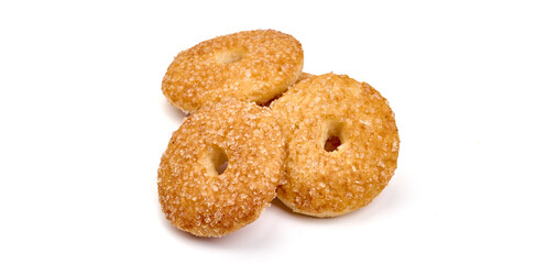 Shortbread cookies with sugar, isolated on white background. High resolution image.