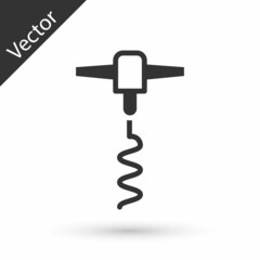 Grey Wine corkscrew icon isolated on white background. Vector