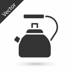 Grey Kettle with handle icon isolated on white background. Teapot icon. Vector