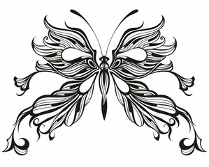 Flying butterfly design silhouette. Hand drawn  style vector illustration