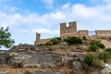 Fototapeta na wymiar Ruins of Bairén's castle in Gandia (Valencia, Spain), in an afternoon with cloudy skies.
