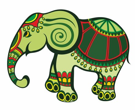Vector illustration of a tribal totem animal - Elephant - in cartoon style