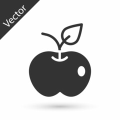 Grey Apple icon isolated on white background. Excess weight. Healthy diet menu. Fitness diet apple. Vector